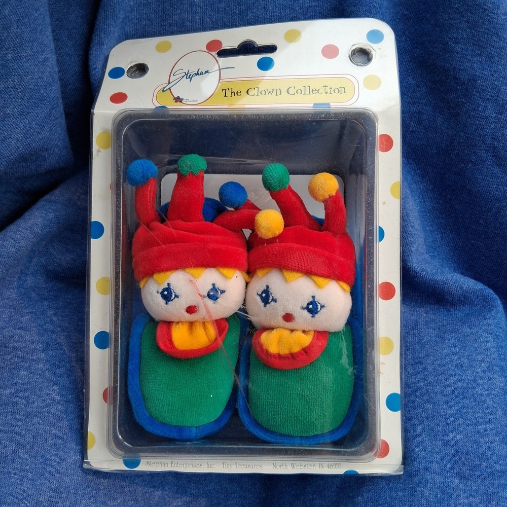 Vtg 90s Y2K NOS Stephan Baby Clown Booties Shoes 0-6 Mos New Rare HTF Primary...